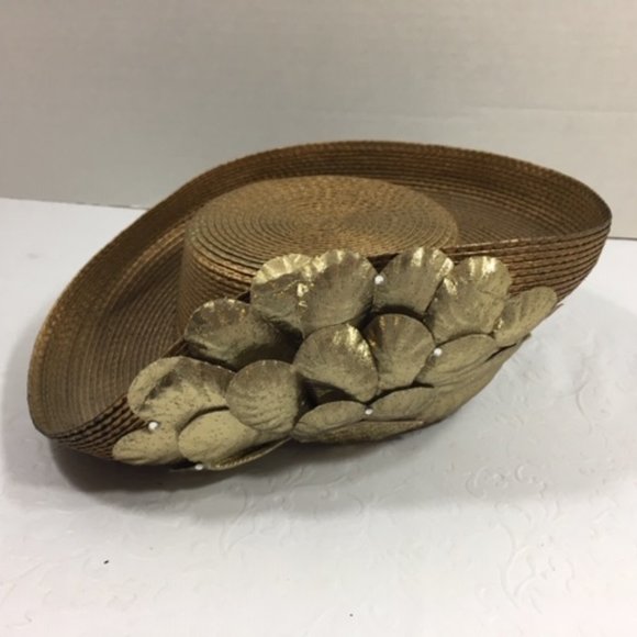 VTG Gold Fancy Doll Mannequin Stuffed Animal Derby Hat by Ann Marie Small - Picture 1 of 14